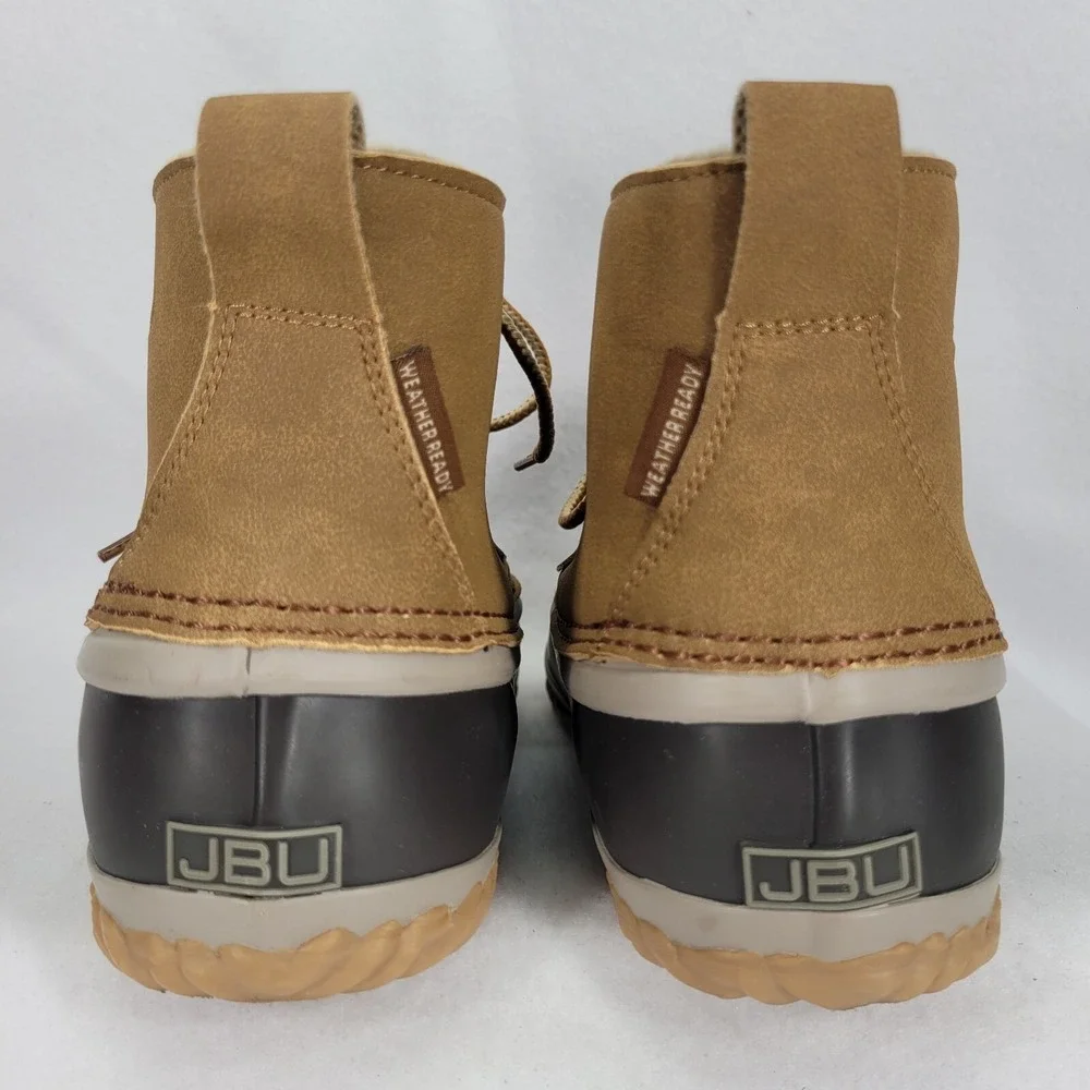 Jambu Boots Womens 9M Brown Nala Duck Rainboot Rubber Ankle Bootie Vegan Leather